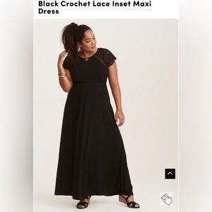 Torrid Black Crochet Lace Inset Maxi Dress Size 3
